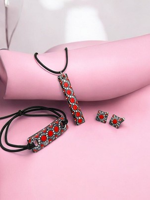 Stainless steel Sets Red polka dot