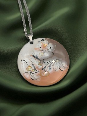 Nemesacél Nyakláncok Narancs gyöngyház