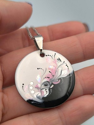 Stainless steel Necklaces Pink flower