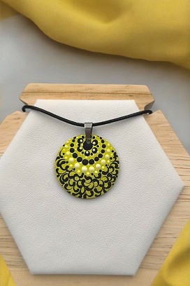 Fa Nyakláncok Sárga gyöngyház mandala