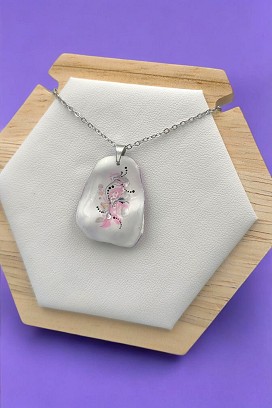 Gyanta Nyakláncok Rózsaszín fehér hullám