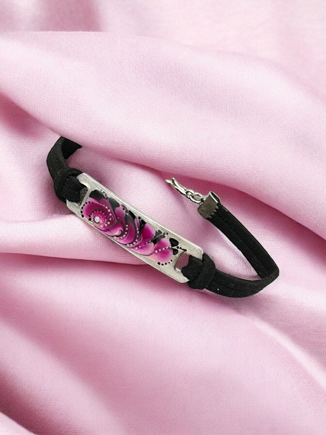 Stainless steel Bracelets Pink-silver