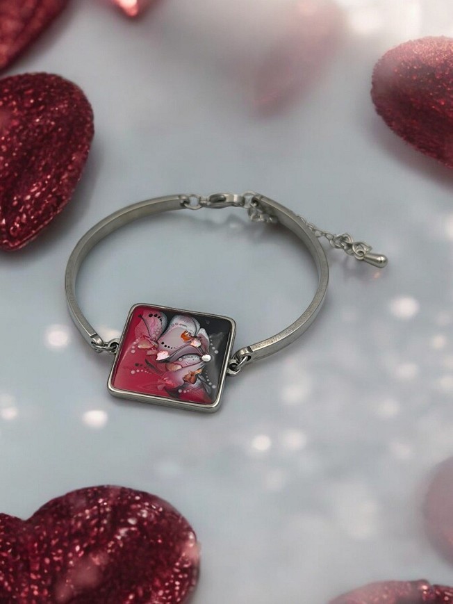 Nemesacél Karkötők Tűzpiros kagylós