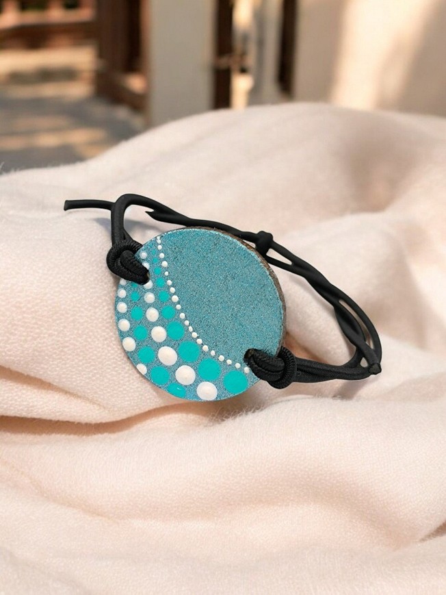 Wood Bracelets Turquoise polka dot