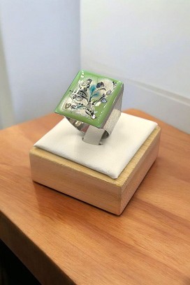 Nemesacél Gyűrűk Zöld-kagylós