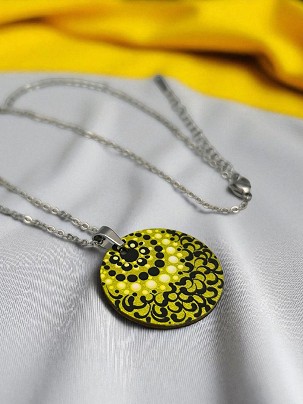 Fa Nyakláncok Sárga gyöngyház mandala