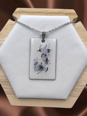 Nemesacél nyakláncok - Lila virág