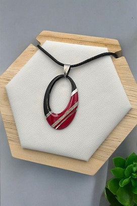 Nemesacél nyakláncok - Bordó ezüst