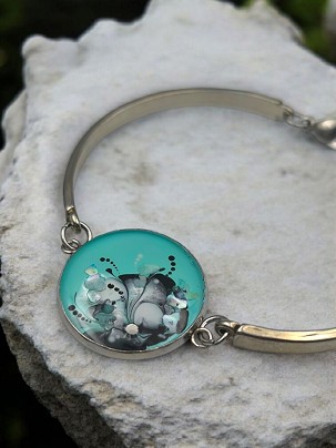 Nemesacél karkötők Türkiz kagylós