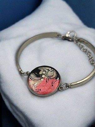 Nemesacél karkötők Piros gyöngyház