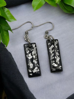 Lógós fülbevalók Fekete ezüst