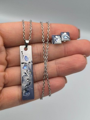 Nemesacél szettek Kék virágok