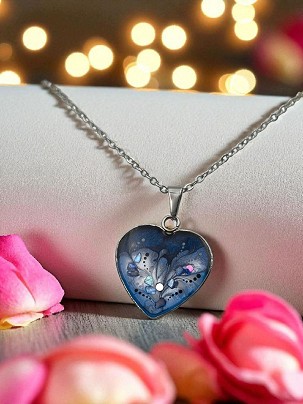 Nemesacél nyakláncok - Kék szív