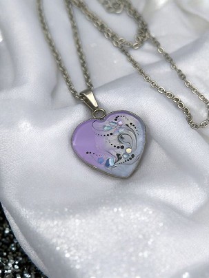 Nemesacél nyakláncok - Lila szív