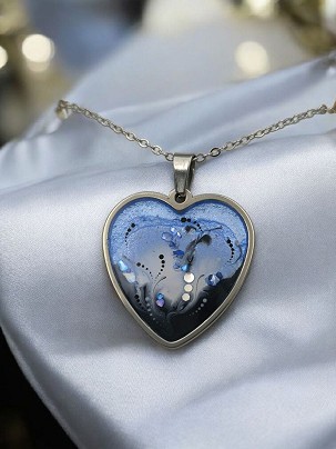 Stainless steel necklaces - Sparkling blue heart