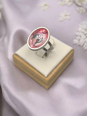 Nemesacél Gyűrűk - Piros kagylós