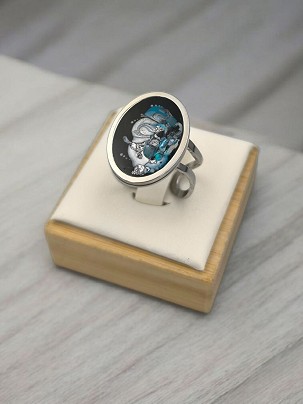 Nemesacél Gyűrűk - Kék kagylós