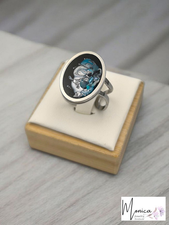 Nemesacél Gyűrűk - Kék kagylós