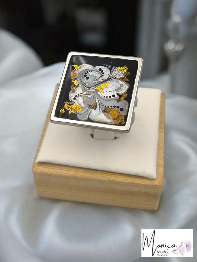 Nemesacél Gyűrűk - Arany virág