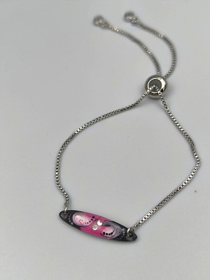 Nemesacél Karkötők - Rózsaszín köves