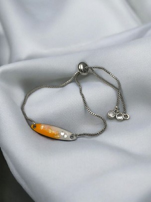 Nemesacél karkötők - Narancs köves