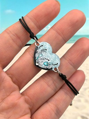 Nemesacél Karkötők Kék homok szív